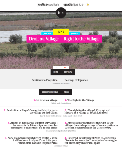 Revue Justice Spatiale / Spatial Justice : Parution du numéro 7 – Janvier 2015