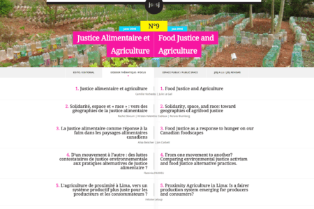 Revue électronique Justice Spatiale / Spatial Justice n°9 « Justice Alimentaire et Agriculture »