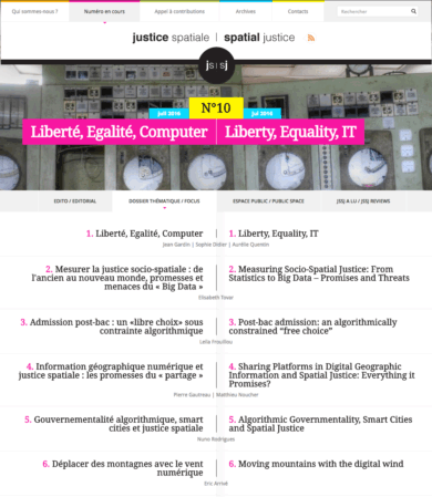 Revue électronique Justice Spatiale / Spatial Justice : Parution du n°10