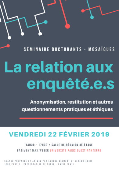Séminaire doctoral Mosaïques: La relation aux enquêtés